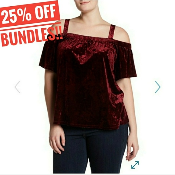 breathless Tops - New Velvet Cold Shoulder Plus Size Top Breathless